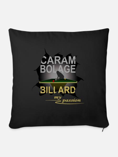 Carambolage, Billard, Poolbillard, Snooker, 9ball - Sofakissenbezug 45 x 45 cm - Schwarz