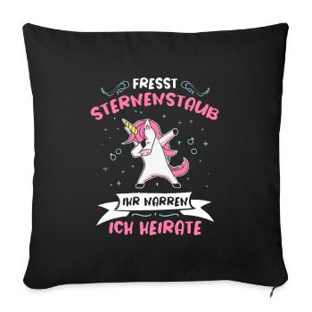 Fresst Sternenstaub Ich Heirate Dabbing Einhorn - Sofakissenbezug 45 x 45 cm - Schwarz - Vorne