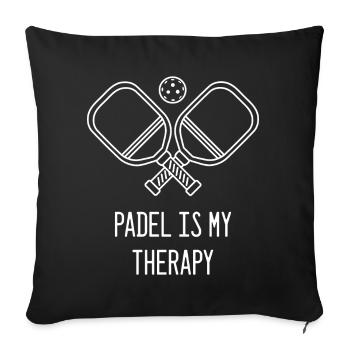 Padel - Le padel est ma thérapie - Housse de coussin décorative 45 x 45 cm - noir - Devant