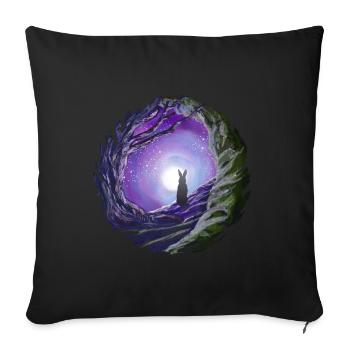 Rabbit looks into the night sky moon gift - Sofa pillowcase 17,3'' x 17,3'' (45 x 45 cm) - black - Front