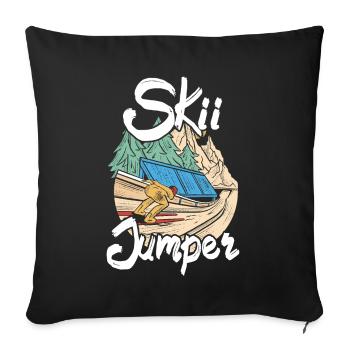 Ski jumping Ski jumping Ski jumping - Sofa pillowcase 17,3'' x 17,3'' (45 x 45 cm) - black - Front