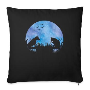 Joueur d’échecs Chien Chat Galaxy Stars - Housse de coussin décorative 45 x 45 cm - noir - Devant
