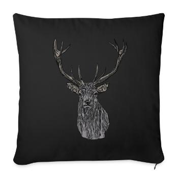 Hirsch Wapiti Chasse Animal Motif Empreinte Animal Visage - Housse de coussin décorative 45 x 45 cm - noir - Devant