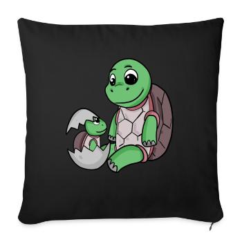 Turtle with Baby Turtle - Sofa pillowcase 17,3'' x 17,3'' (45 x 45 cm) - black - Front