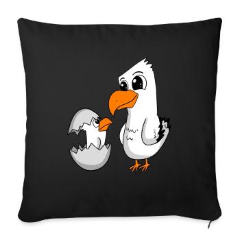 Seagull with baby Seagull - Sofa pillowcase 17,3'' x 17,3'' (45 x 45 cm) - black - Front
