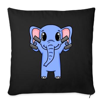 Elephant Fitness Motivation Gym Gift - Sofa pillowcase 17,3'' x 17,3'' (45 x 45 cm) - black - Front