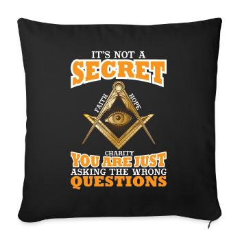 Freemason Illuminati Secret Society Winkelzirkel - Sofa pillowcase 17,3'' x 17,3'' (45 x 45 cm) - black - Front