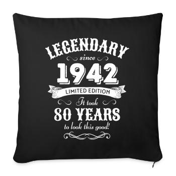 80e anniversaire 80 ans né en 1942 - Housse de coussin décorative 45 x 45 cm - noir - Devant