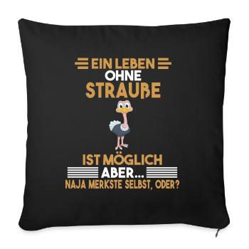 Zootier Strauß - Sofakissenbezug 45 x 45 cm - Schwarz - Vorne