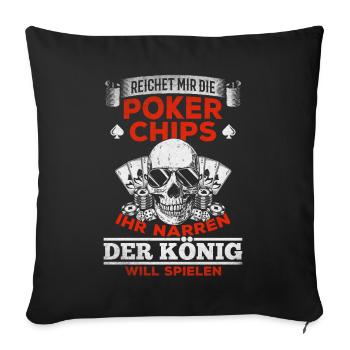 Pokerspieler Poker Glücksspiel Casino Poker König - Sofakissenbezug 45 x 45 cm - Schwarz - Vorne