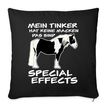 Irish Tinker Reiten Pferd Pferde - Sofakissenbezug 45 x 45 cm - Schwarz - Vorne