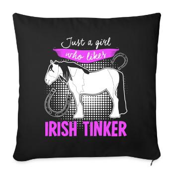 Irish Tinker Pferd Reiterin Pferde - Sofakissenbezug 45 x 45 cm - Schwarz - Vorne