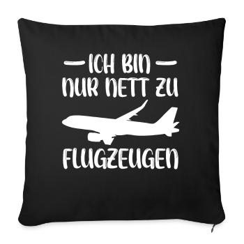 Flugzeuge Modellflieger Flugzeug Pilot - Sofakissenbezug 45 x 45 cm - Schwarz - Vorne