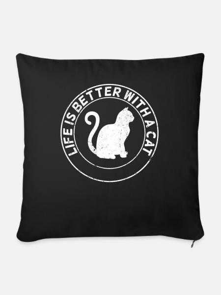 Katzenliebhaber Spruch - Sofakissenbezug 45 x 45 cm - Schwarz