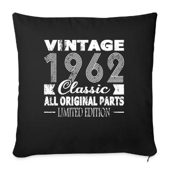 60ème anniversaire Vintage 1962 Classique 1962 - Housse de coussin décorative 45 x 45 cm - noir - Devant