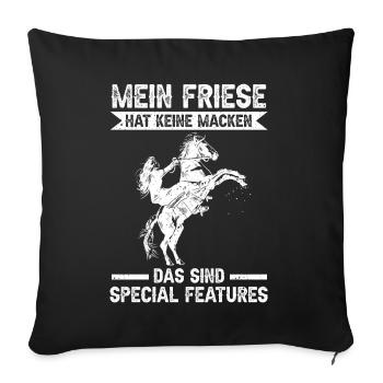 Pferd Reitstall Reiten Pferde Friese - Sofakissenbezug 45 x 45 cm - Schwarz - Vorne