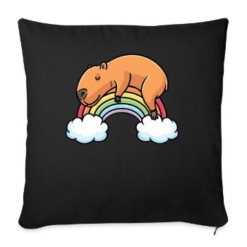 Capybara Regenbogen Pyjama Schlafshirt - Sofakissenbezug 45 x 45 cm - Schwarz - Vorne