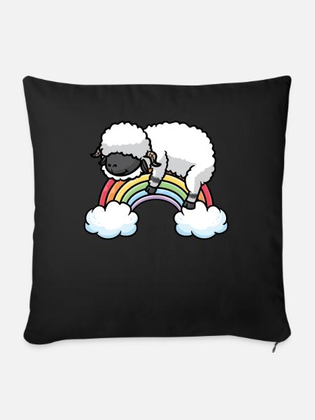Walliser Schwarznasenschaf Regenbogen Pyjama - Sofakissenbezug 45 x 45 cm - Schwarz