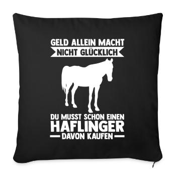 Reitstall Pferd Haflinger Reiten Pferde - Sofakissenbezug 45 x 45 cm - Schwarz - Vorne