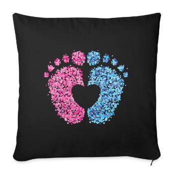 Grossesse Mère Maman Bébé Pieds - Housse de coussin décorative 45 x 45 cm - noir - Devant