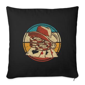 Cartes de poker Casino Jetons de poker Jouer Poker Retro - Housse de coussin décorative 45 x 45 cm - noir - Devant