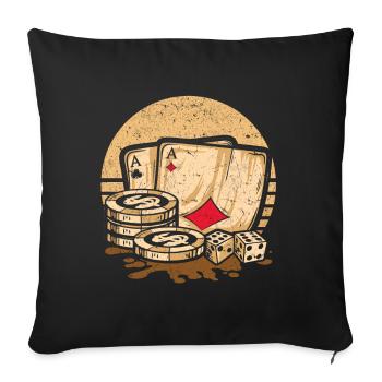 Retro Poker Casino Cartes de Poker & Jetons de Poker - Housse de coussin décorative 45 x 45 cm - noir - Devant