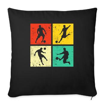 Footballeur de football Rétro - Housse de coussin décorative 45 x 45 cm - noir - Devant