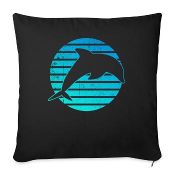 Dolphin Whale Logo - Sofa pillowcase 17,3'' x 17,3'' (45 x 45 cm) - black - Front