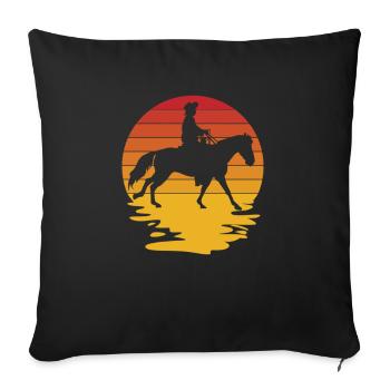 Cavalier Équitation Cavalier Cheval Chevaux Course de chevaux - Housse de coussin décorative 45 x 45 cm - noir - Devant