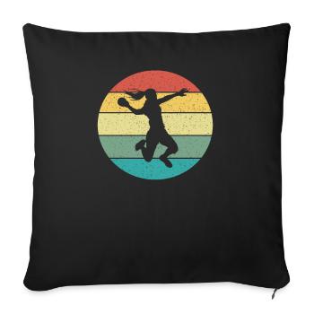Joueur de handball masculin rétro vintage - Housse de coussin décorative 45 x 45 cm - noir - Devant