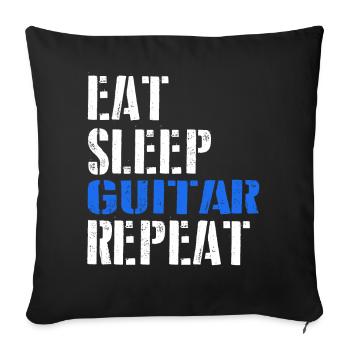 Eat. Sleep. Guitar. Repeat. - Sofa pillowcase 17,3'' x 17,3'' (45 x 45 cm) - black - Front