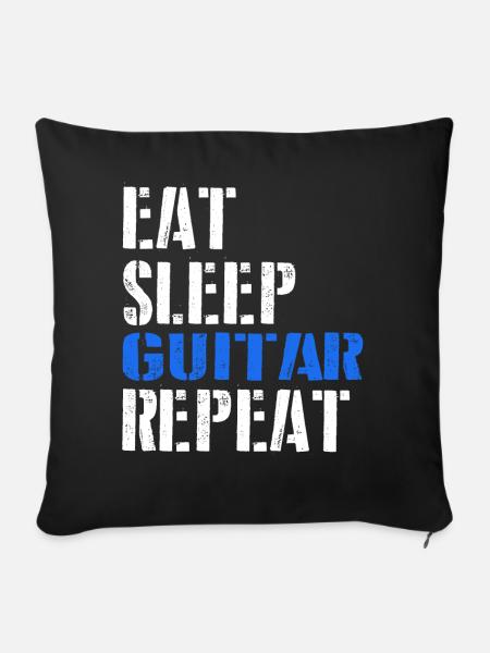 Eat. Sleep. Guitar. Repeat. - Sofakissenbezug 45 x 45 cm - Schwarz