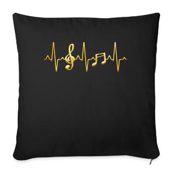 Music Clef Heartbeat - Sofa pillowcase 17,3'' x 17,3'' (45 x 45 cm) - black - Front