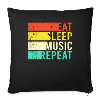 Eating Sleep Music - Sofa pillowcase 17,3'' x 17,3'' (45 x 45 cm) - black - Front