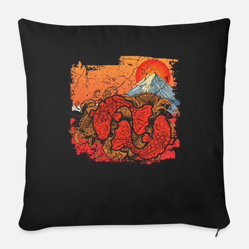 Art japonais - Housse de coussin décorative 45 x 45 cm - noir