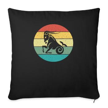 Aquarius Capricorne Signe Rétro Vintage - Housse de coussin décorative 45 x 45 cm - noir - Devant