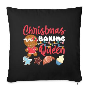 Cuire au four du pain d’épices de Noël - Housse de coussin décorative 45 x 45 cm - noir - Devant