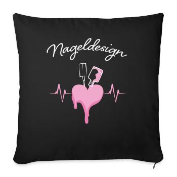 Nail Designer Heartbeat Nail Salon - Housse de coussin décorative 45 x 45 cm - noir - Devant