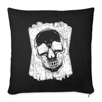 Joueur de poker Cartes à jouer Poker Skull - Housse de coussin décorative 45 x 45 cm - noir - Devant