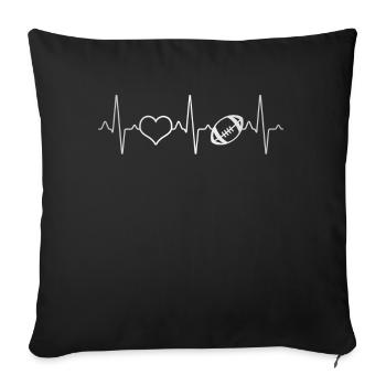 Football Heartbeat - Sofa pillowcase 17,3'' x 17,3'' (45 x 45 cm) - black - Front