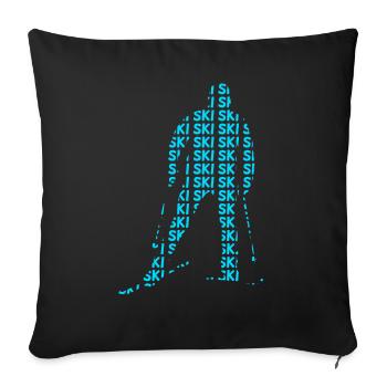 Skieurs - Housse de coussin décorative 45 x 45 cm - noir - Devant
