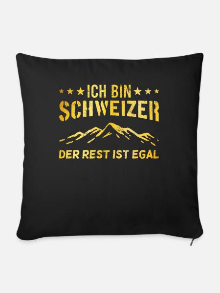 stolzer Schweizer Spruch - Sofakissenbezug 45 x 45 cm - Schwarz