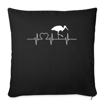 Storks Storks Heartbeat ECG Heartbeat Stork - Sofa pillowcase 17,3'' x 17,3'' (45 x 45 cm) - black - Front