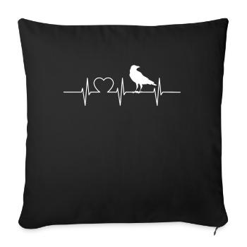 Corbeaux Ravens Heartbeat ECG Heartbeat Corbeau Corbeau - Housse de coussin décorative 45 x 45 cm - noir - Devant