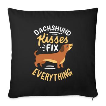 Teckel embrasse tout Dackel Teckel - Housse de coussin décorative 45 x 45 cm - noir - Devant