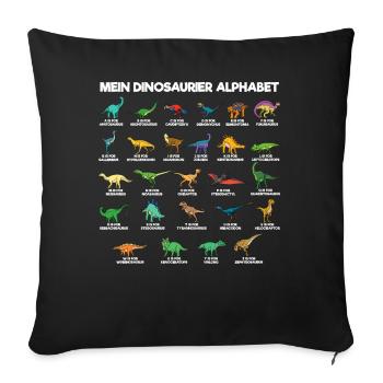 Dinosaurier Alphabet A-Z Dino ABC T-Rex - Sofakissenbezug 45 x 45 cm - Schwarz - Vorne