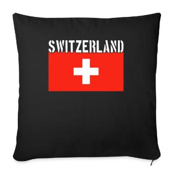 Drapeau de la Suisse - Housse de coussin décorative 45 x 45 cm - noir - Devant