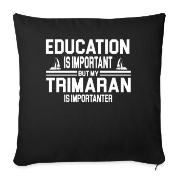 Drôle de trimaran présente une idée pour les capitaines de trimaran - Housse de coussin décorative 45 x 45 cm - noir - Devant
