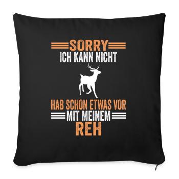 Rehliebhaber Rehe Reh - Sofakissenbezug 45 x 45 cm - Schwarz - Vorne