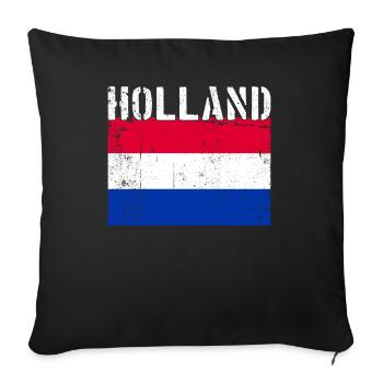 Hollande Pays-Bas Drapeau Vintage - Housse de coussin décorative 45 x 45 cm - noir - Devant